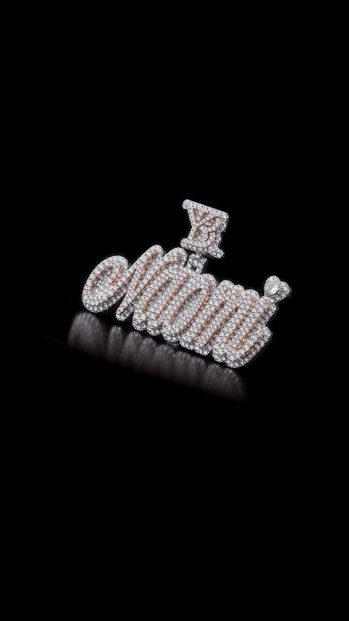 Real Moissanite Diamonds Women Layered Name Pendant, Without Chain, Custom Name, Letter, Real Solid 925 Silver, 14k Rose Gold Plated