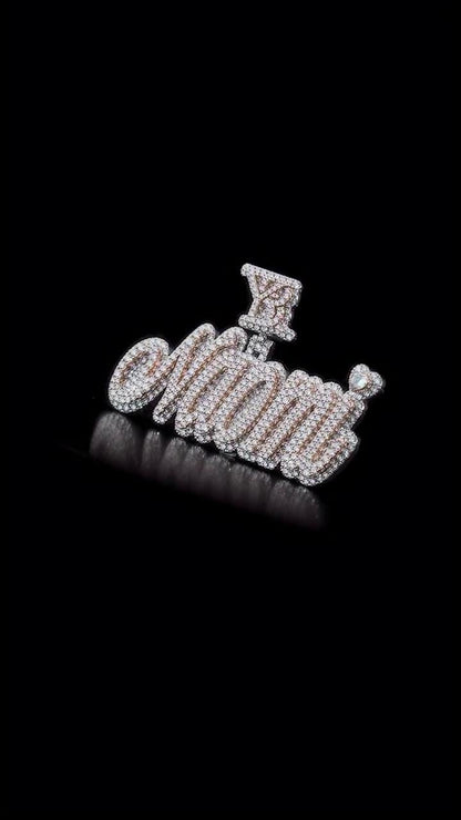 Real Moissanite Diamonds Women Layered Name Pendant, Without Chain, Custom Name, Letter, Real Solid 925 Silver, 14k Rose Gold Plated