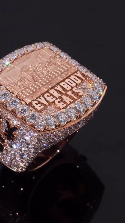 Custom Iced Out Championship Ring, 925 Sterling Silver & VVS Moissanite, Personalized Hip Hop Bling Ring, Men's Statement Jewelry