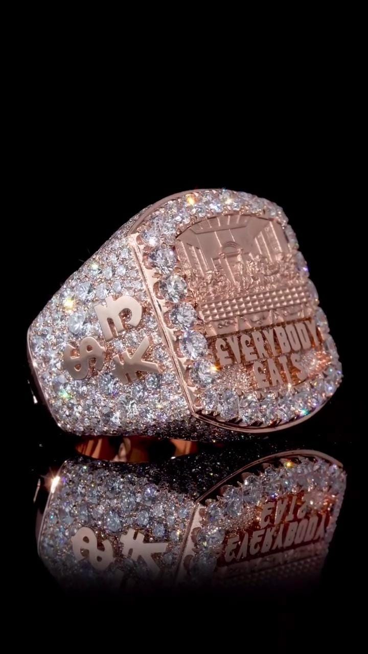 Custom Iced Out Championship Ring, 925 Sterling Silver & VVS Moissanite, Personalized Hip Hop Bling Ring, Men's Statement Jewelry