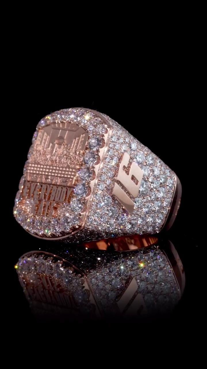 Custom Iced Out Championship Ring, 925 Sterling Silver & VVS Moissanite, Personalized Hip Hop Bling Ring, Men's Statement Jewelry