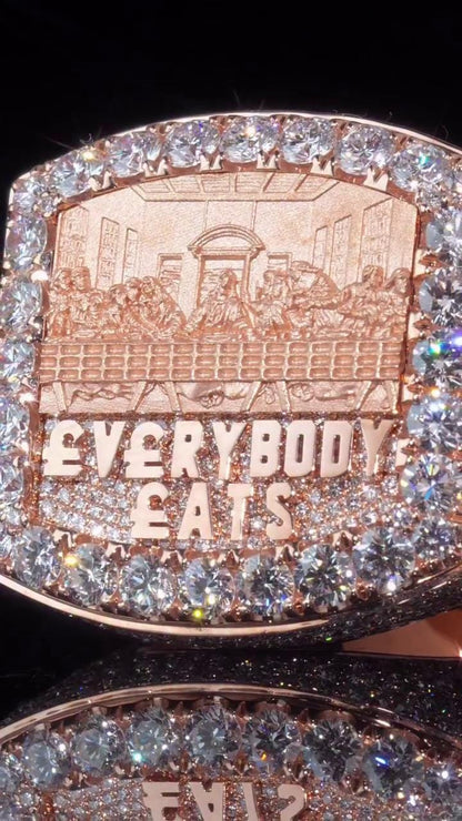 Custom Iced Out Championship Ring, 925 Sterling Silver & VVS Moissanite, Personalized Hip Hop Bling Ring, Men's Statement Jewelry