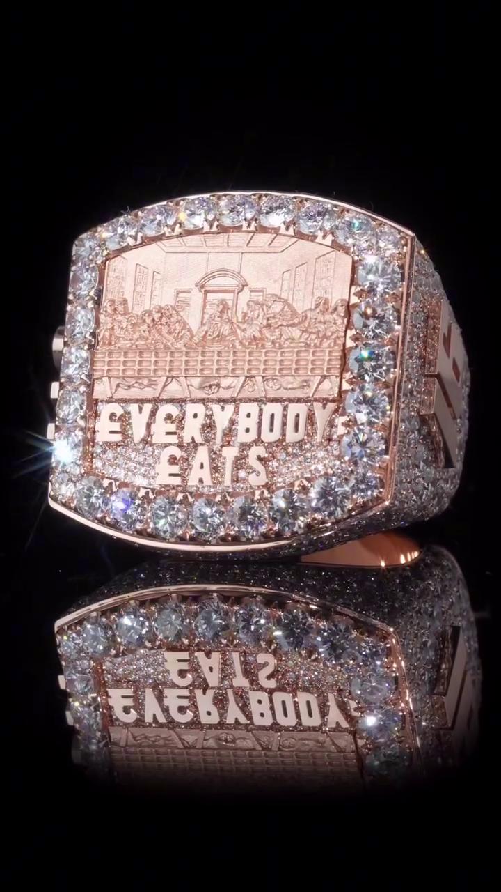 Custom Iced Out Championship Ring, 925 Sterling Silver & VVS Moissanite, Personalized Hip Hop Bling Ring, Men's Statement Jewelry