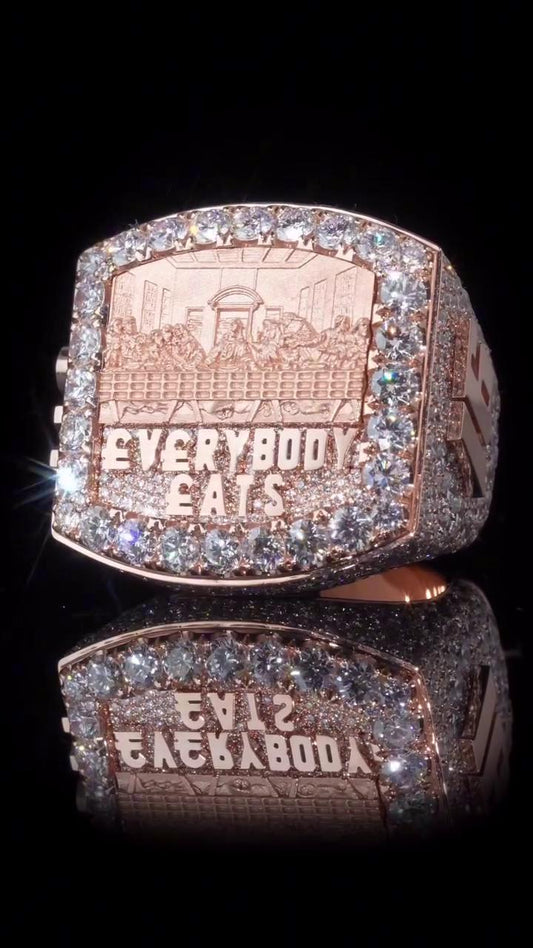 Custom Iced Out Championship Ring, 925 Sterling Silver & VVS Moissanite, Personalized Hip Hop Bling Ring, Men's Statement Jewelry