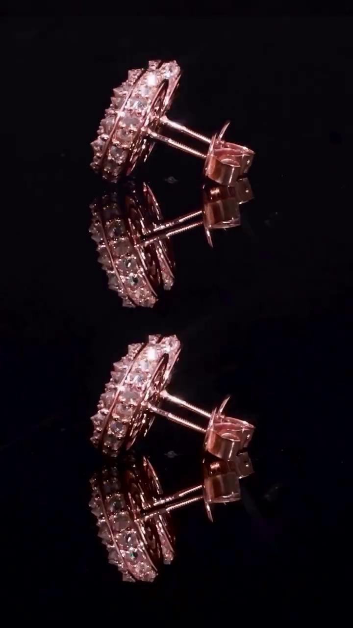 10mm Inverted Mosaic Set Moissanite Stud Earrings, D Color VVS1 Round Cut, 925 Sterling Silver or Solid 10K Gold, Passes Diamond Tester