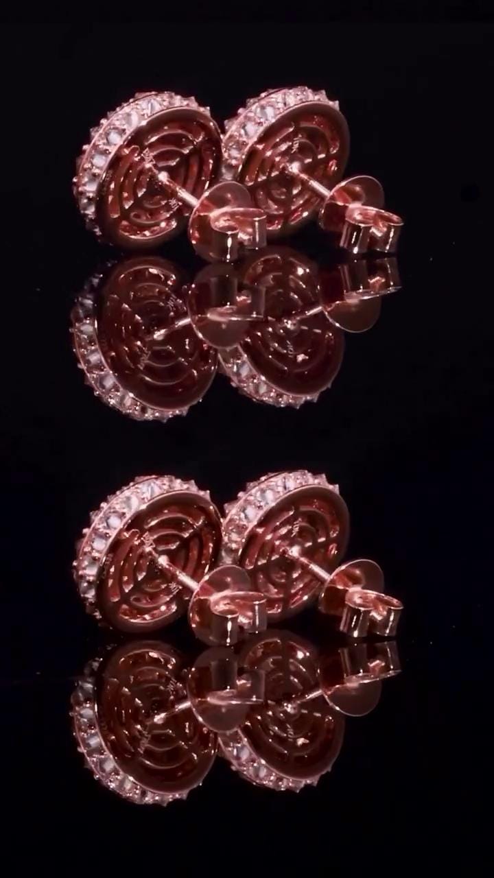 10mm Inverted Mosaic Set Moissanite Stud Earrings, D Color VVS1 Round Cut, 925 Sterling Silver or Solid 10K Gold, Passes Diamond Tester