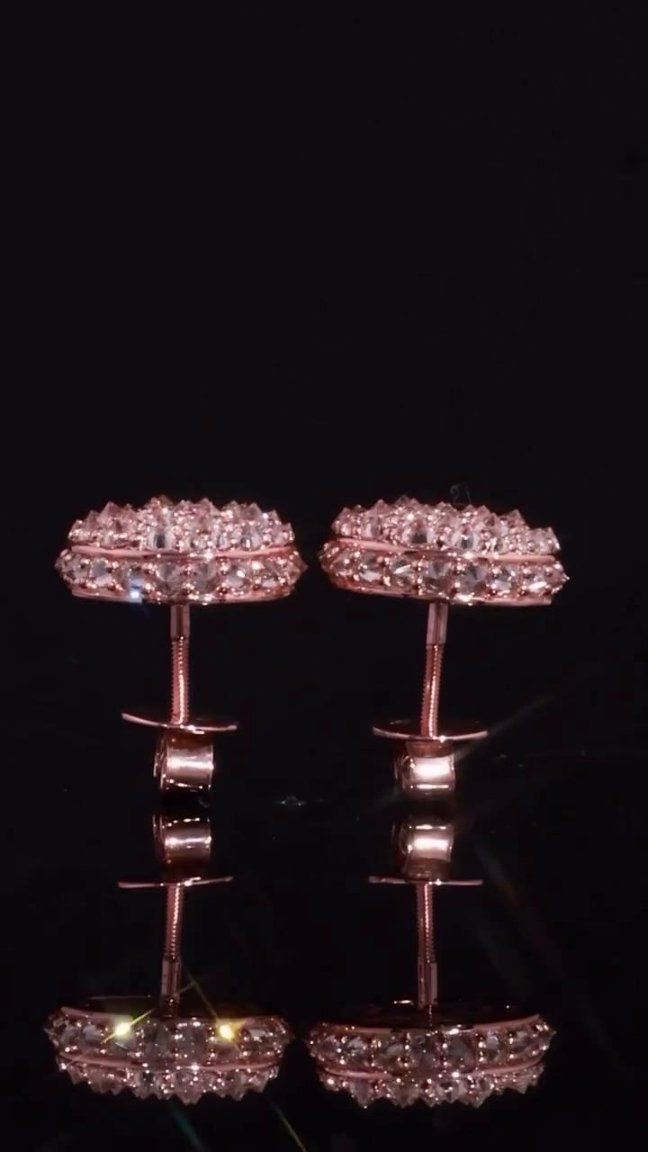 10mm Inverted Mosaic Set Moissanite Stud Earrings, D Color VVS1 Round Cut, 925 Sterling Silver or Solid 10K Gold, Passes Diamond Tester