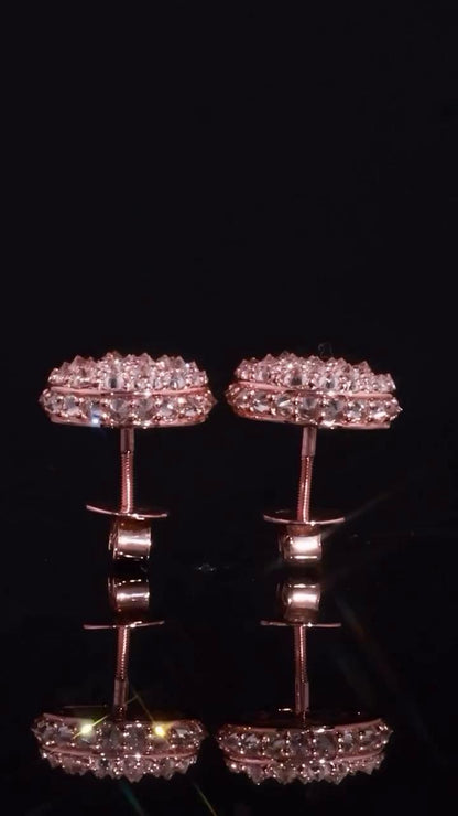 10mm Inverted Mosaic Set Moissanite Stud Earrings, D Color VVS1 Round Cut, 925 Sterling Silver or Solid 10K Gold, Passes Diamond Tester