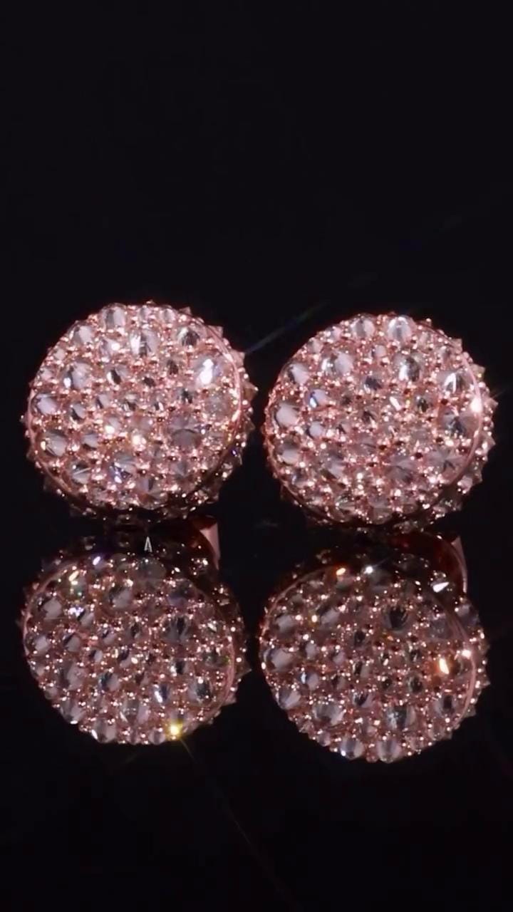 10mm Inverted Mosaic Set Moissanite Stud Earrings, D Color VVS1 Round Cut, 925 Sterling Silver or Solid 10K Gold, Passes Diamond Tester