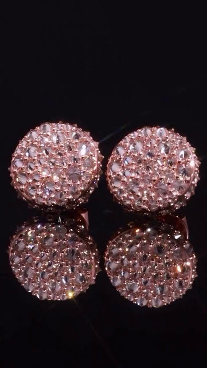 10mm Inverted Mosaic Set Moissanite Stud Earrings, D Color VVS1 Round Cut, 925 Sterling Silver or Solid 10K Gold, Passes Diamond Tester