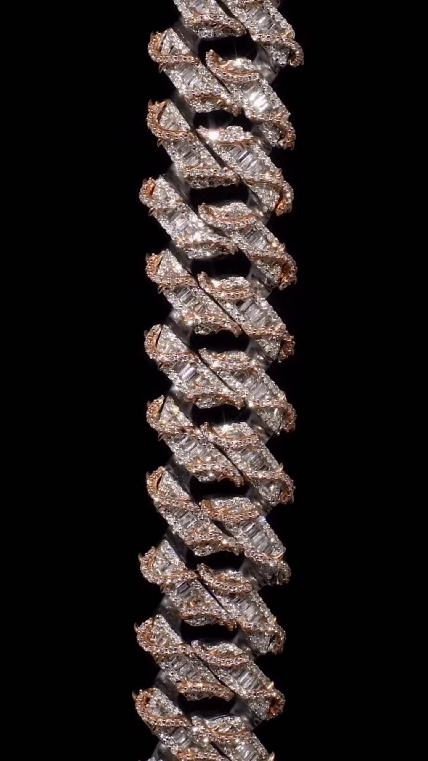 Custom Rose Thorn Cuban Link Chain | 18mm Wide | VVS1 Baguette Moissanite | 925 Sterling Silver | Luxury Hip Hop Necklace