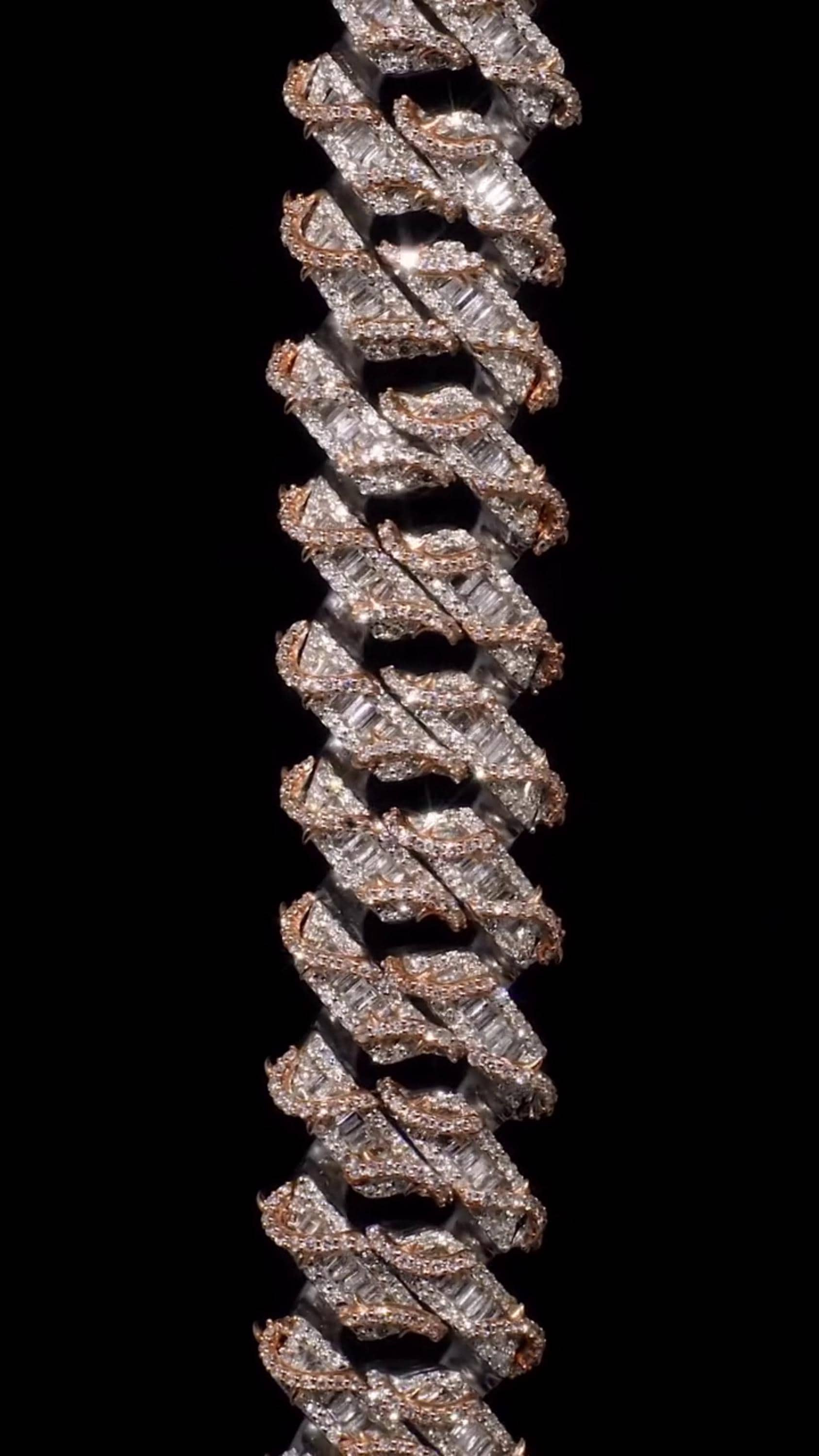 Custom Rose Thorn Cuban Link Chain | 18mm Wide | VVS1 Baguette Moissanite | 925 Sterling Silver | Luxury Hip Hop Necklace