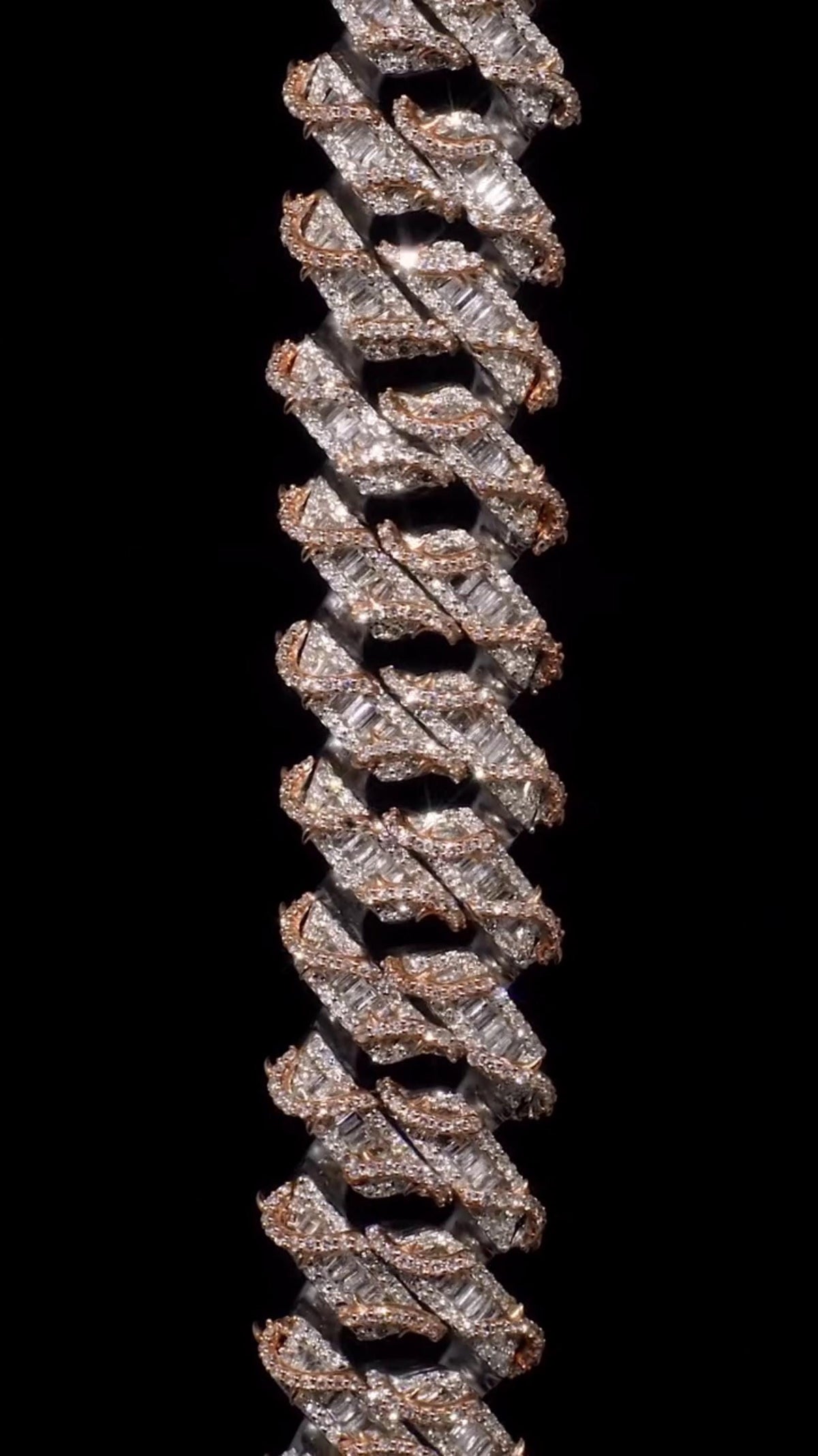 Custom Rose Thorn Cuban Link Chain | 18mm Wide | VVS1 Baguette Moissanite | 925 Sterling Silver | Luxury Hip Hop Necklace