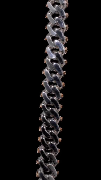 Custom Rose Thorn Cuban Link Chain | 18mm Wide | VVS1 Baguette Moissanite | 925 Sterling Silver | Luxury Hip Hop Necklace