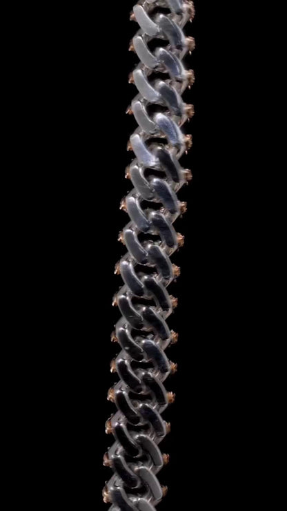 Custom Rose Thorn Cuban Link Chain | 18mm Wide | VVS1 Baguette Moissanite | 925 Sterling Silver | Luxury Hip Hop Necklace