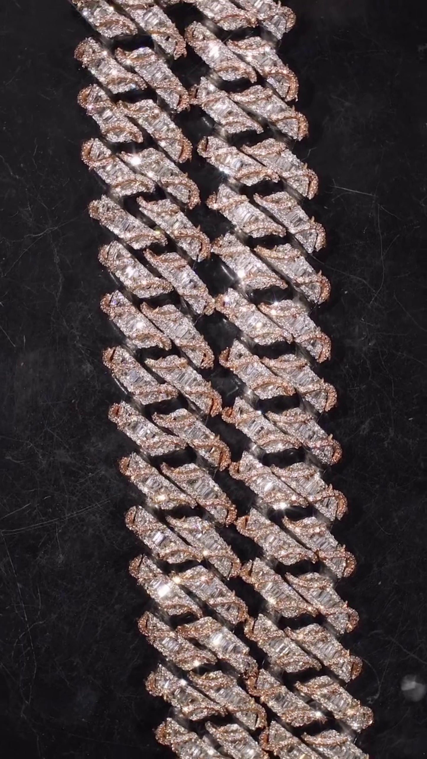 Custom Rose Thorn Cuban Link Chain | 18mm Wide | VVS1 Baguette Moissanite | 925 Sterling Silver | Luxury Hip Hop Necklace
