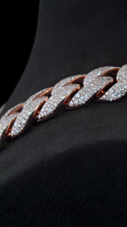 22mm Mosaic Set Miami Cuban Link Chain | VVS1 Moissanite Diamonds | 925 Sterling Silver | Iced Out Hip Hop Necklace