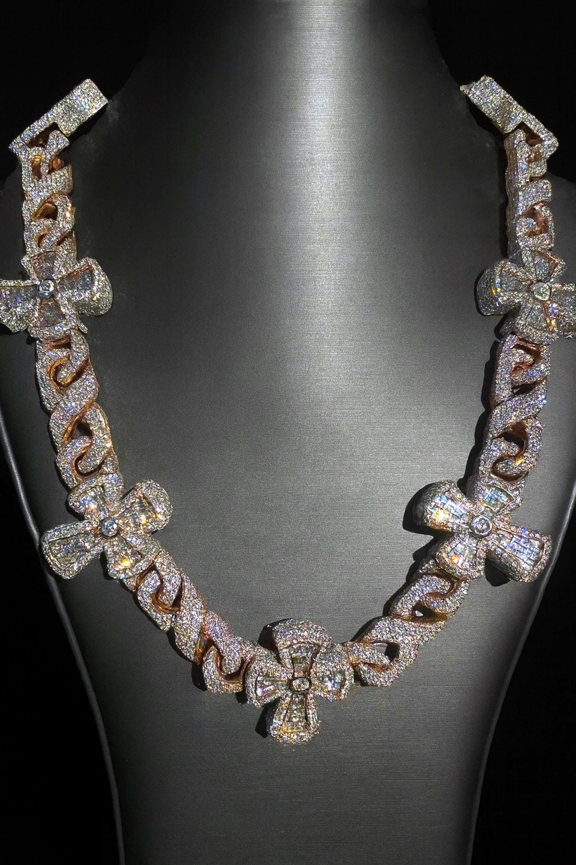 VVS1 Diamond Cross Necklace Chain, VVS1 Quality Baguette Moissanite Diamond, Pass Diamond Tester, Heavy Quality 925 Sterling Silver