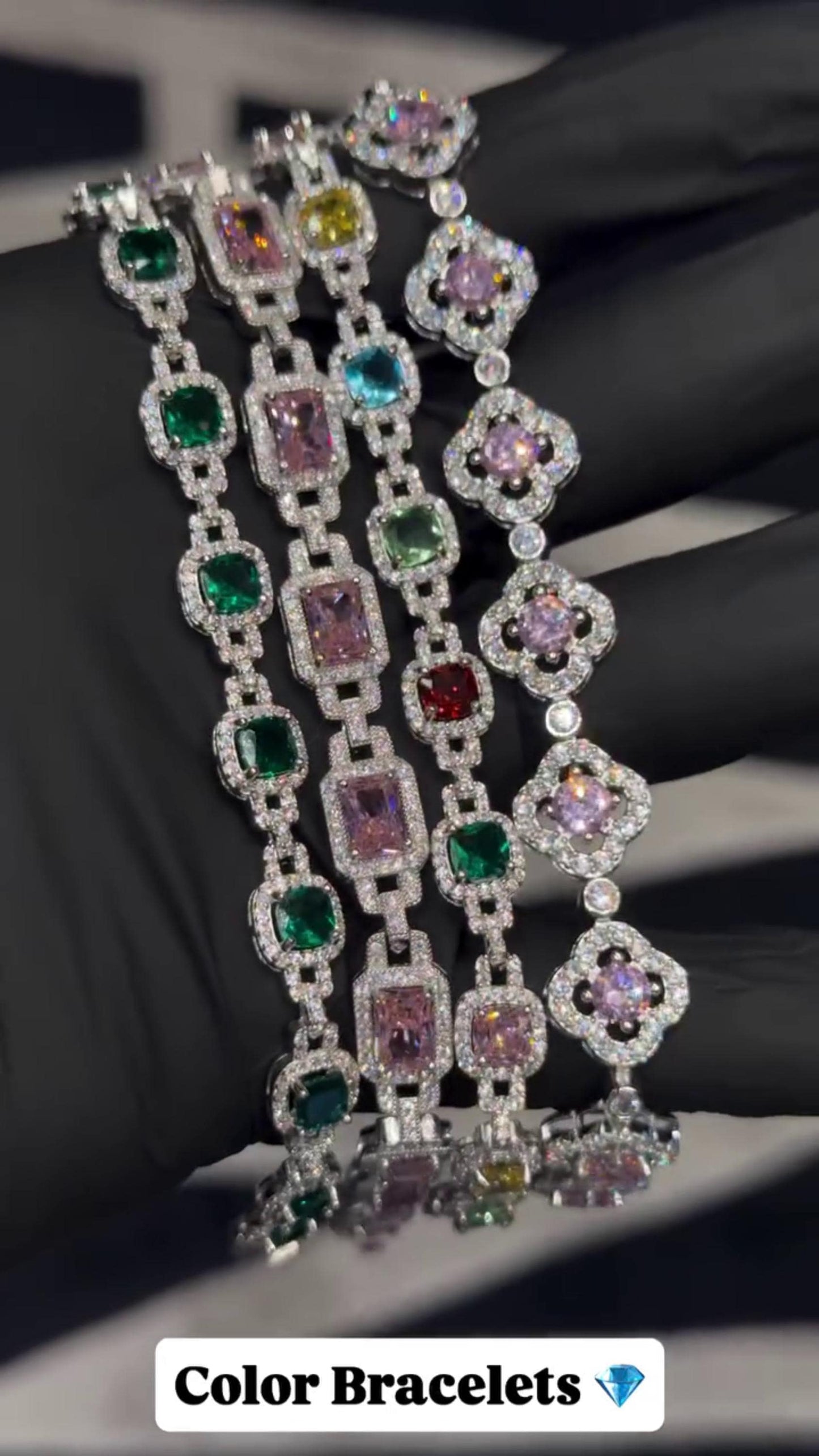 VVS Moissanite Gemstone Tennis Bracelet, Fancy Multicolor Bracelet, VVS1 Moissanite Diamonds, Passes Diamond Tester, 925 Sterling Silver