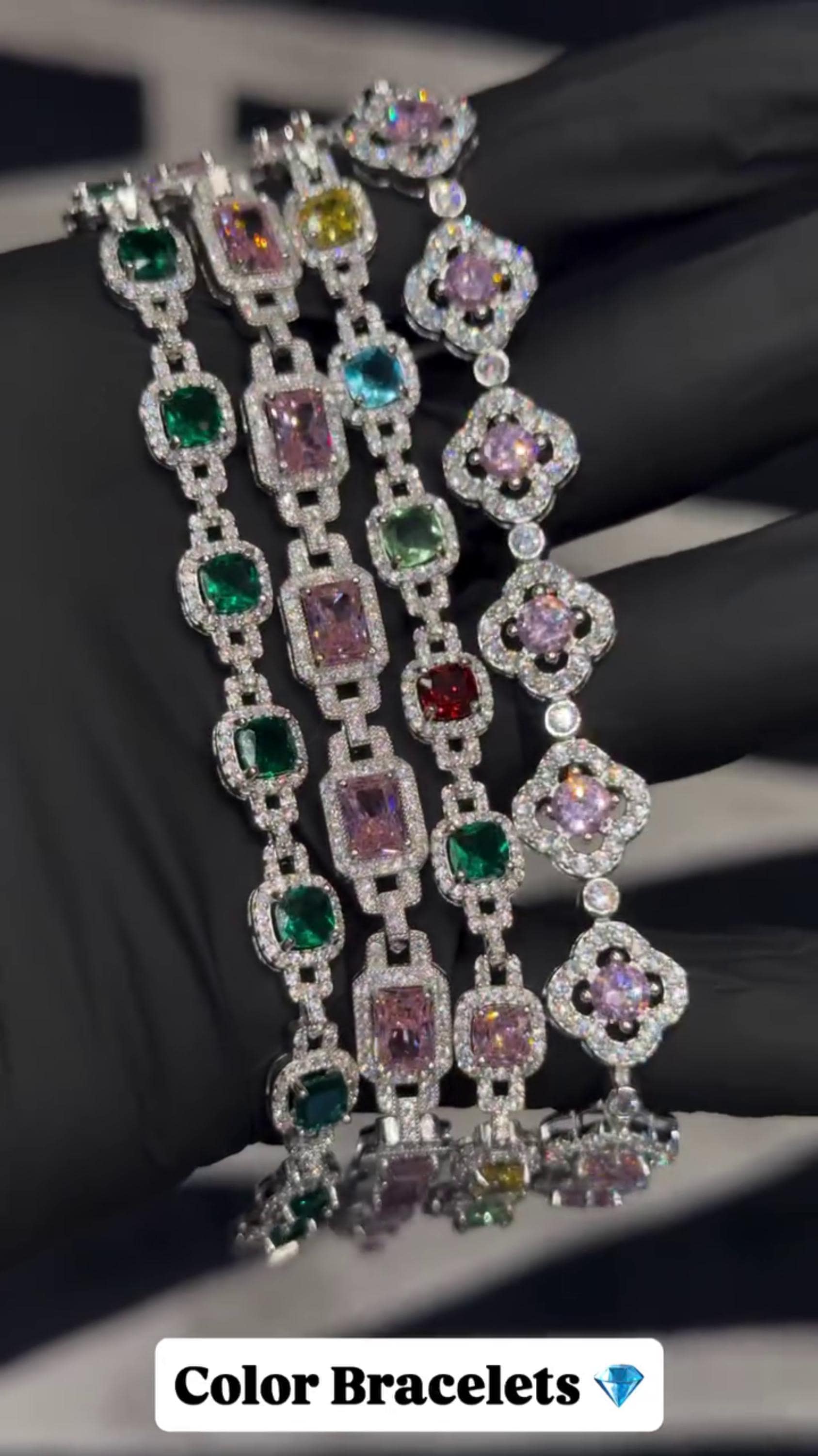 VVS Moissanite Gemstone Tennis Bracelet, Fancy Multicolor Bracelet, VVS1 Moissanite Diamonds, Passes Diamond Tester, 925 Sterling Silver