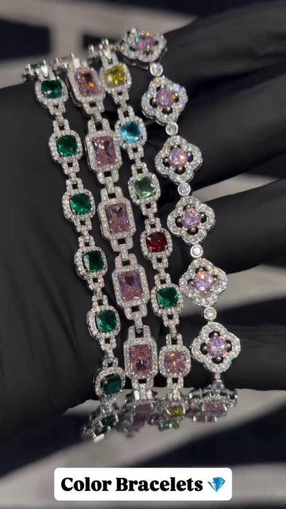 VVS Moissanite Gemstone Tennis Bracelet, Fancy Multicolor Bracelet, VVS1 Moissanite Diamonds, Passes Diamond Tester, 925 Sterling Silver