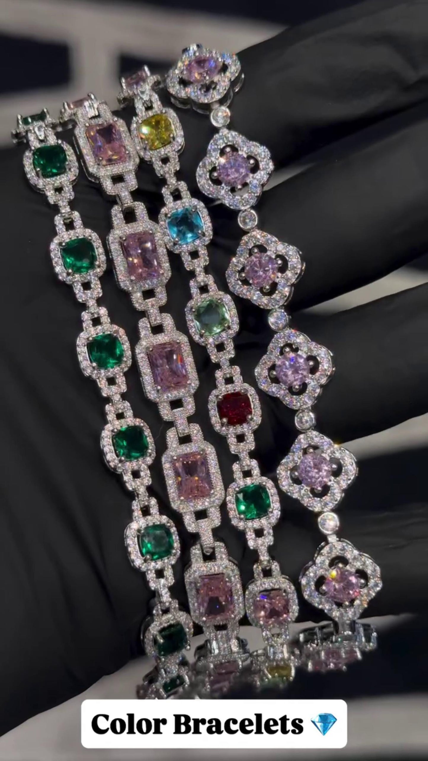 VVS Moissanite Gemstone Tennis Bracelet, Fancy Multicolor Bracelet, VVS1 Moissanite Diamonds, Passes Diamond Tester, 925 Sterling Silver