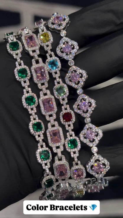 VVS Moissanite Gemstone Tennis Bracelet, Fancy Multicolor Bracelet, VVS1 Moissanite Diamonds, Passes Diamond Tester, 925 Sterling Silver