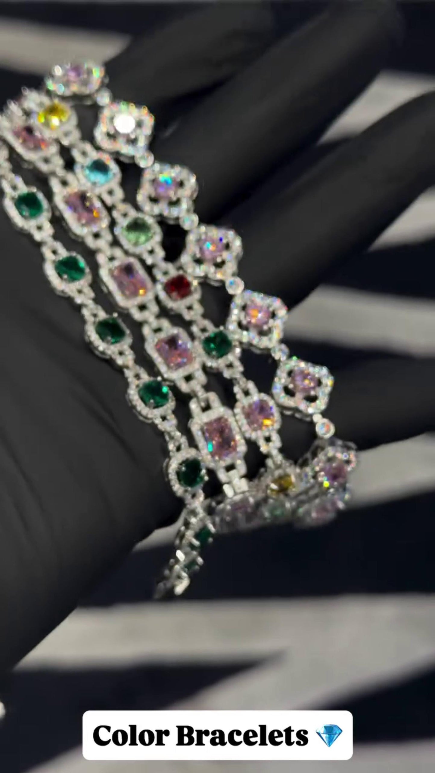 VVS Moissanite Gemstone Tennis Bracelet, Fancy Multicolor Bracelet, VVS1 Moissanite Diamonds, Passes Diamond Tester, 925 Sterling Silver