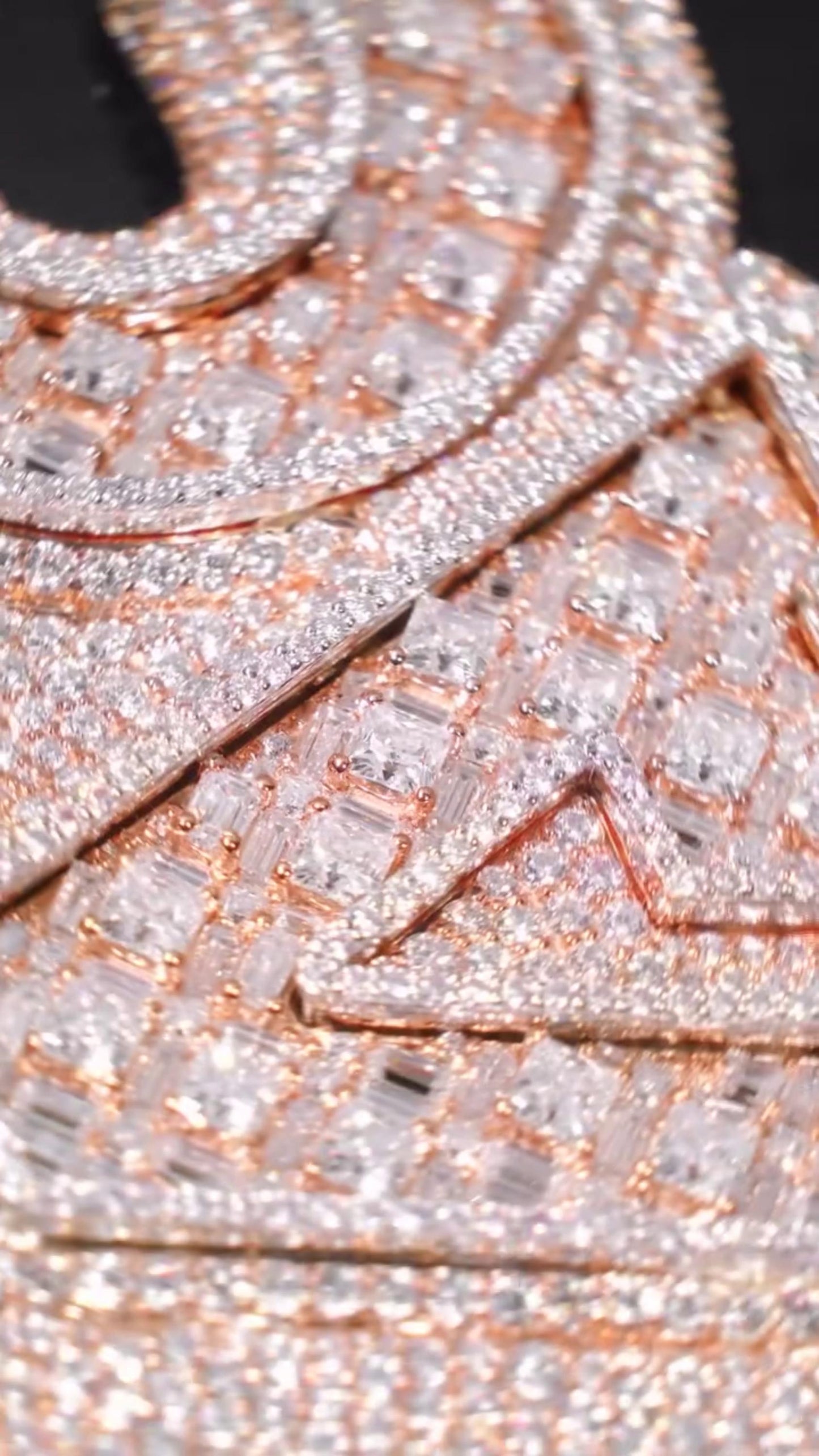 Custom Iced Out Pendant | Raised Princess & Baguette VVS Moissanite | 925 Sterling Silver | Round Diamond Border | Luxury Hip Hop Jewelry