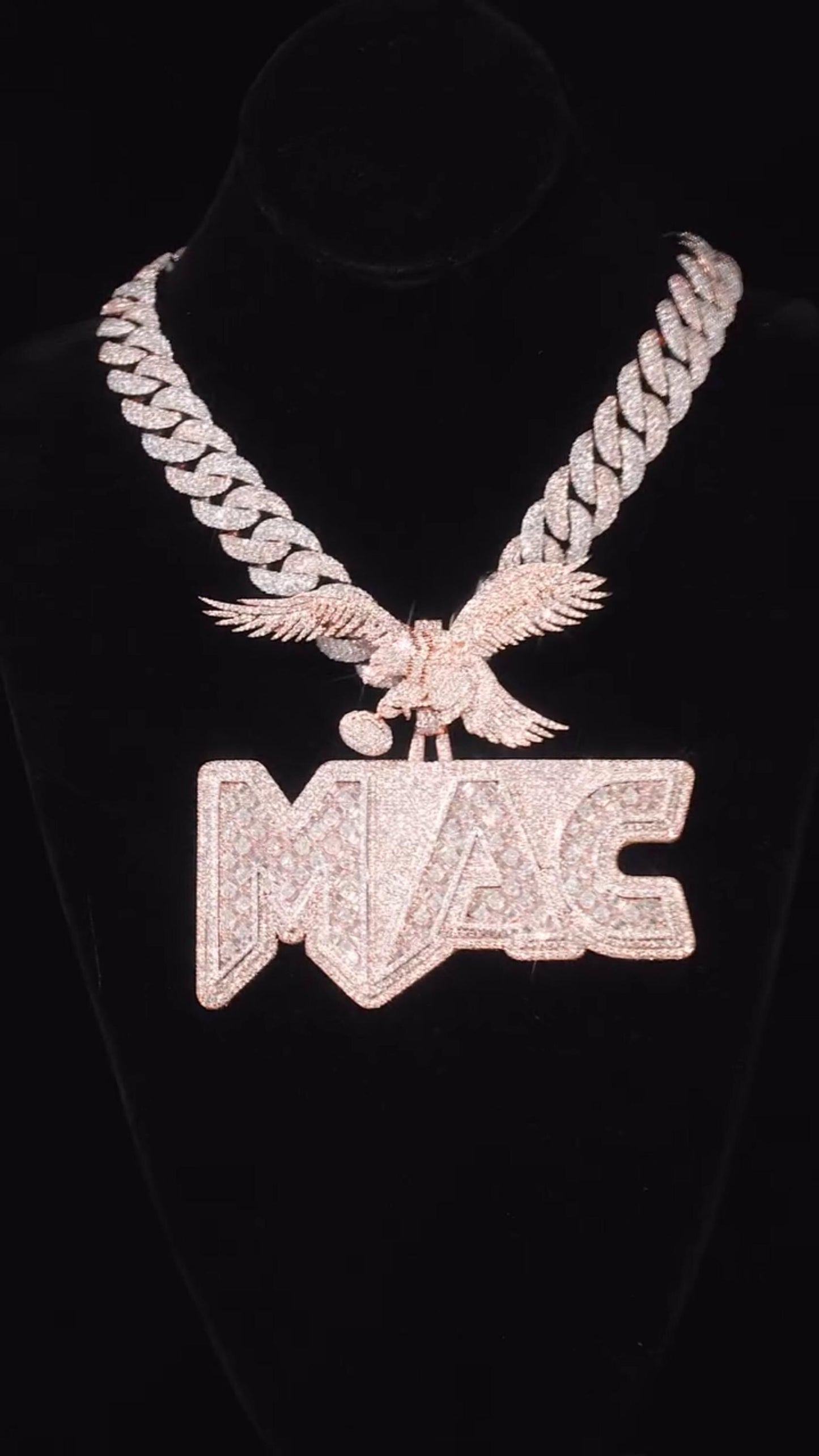 Custom Iced Out Pendant | Raised Princess & Baguette VVS Moissanite | 925 Sterling Silver | Round Diamond Border | Luxury Hip Hop Jewelry