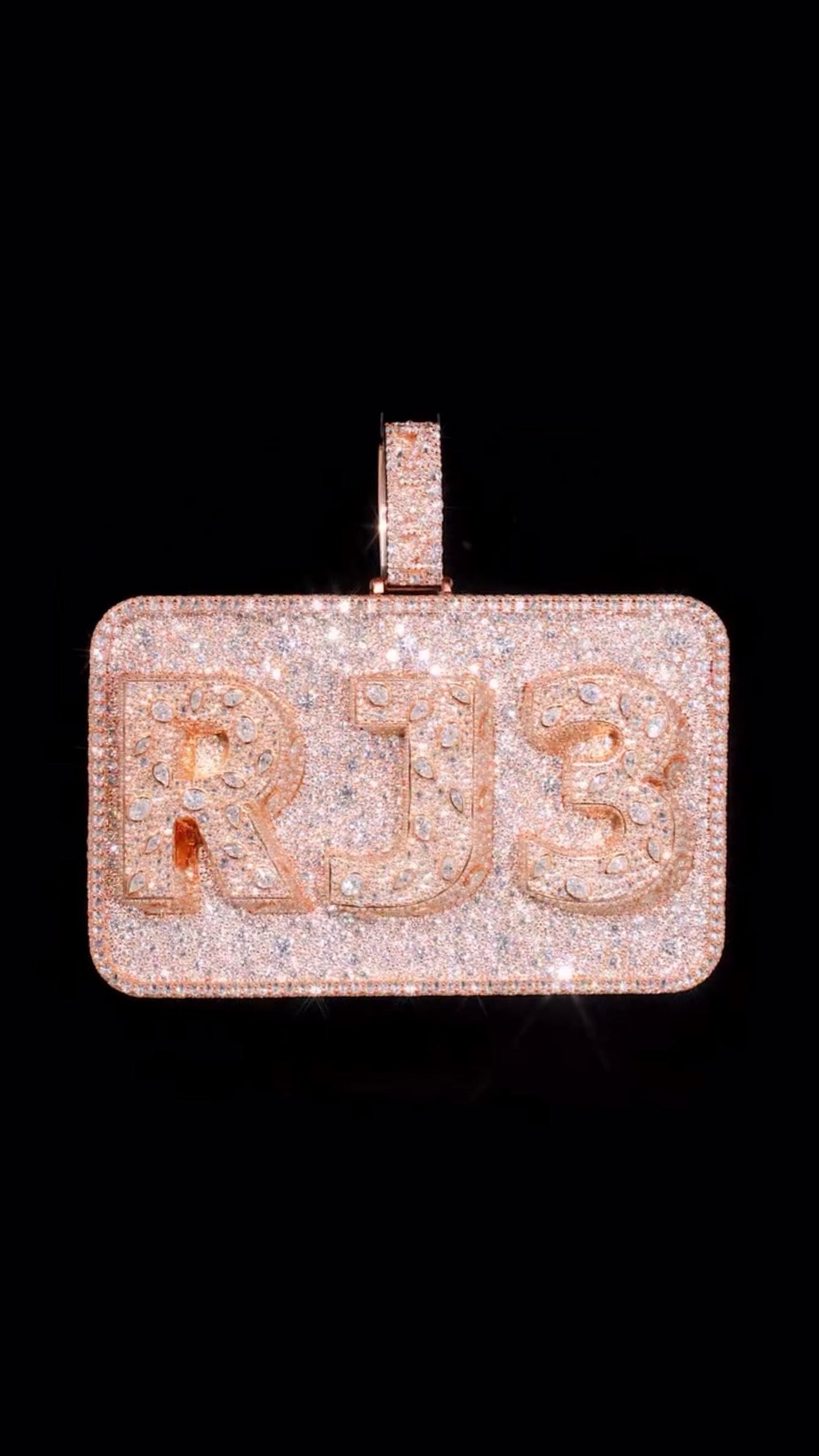 Custom VVS1 Moissanite Pendant | Rhodium Plated 925 Sterling Silver | Pear, Marquise, Oval & Round Cut Moissanite Diamonds | Hip Hop Jewelry