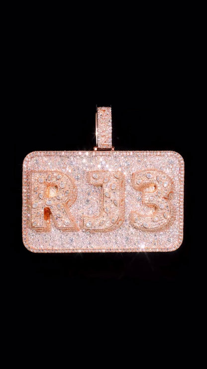 Custom VVS1 Moissanite Pendant | Rhodium Plated 925 Sterling Silver | Pear, Marquise, Oval & Round Cut Moissanite Diamonds | Hip Hop Jewelry