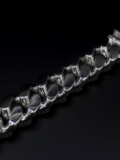 20mm Iced Miami Cuban Link Bracelet | Raised Pointers | VVS1 Moissanite Diamonds | Rhodium Plated 925 Sterling Silver | Hip Hop Jewelry