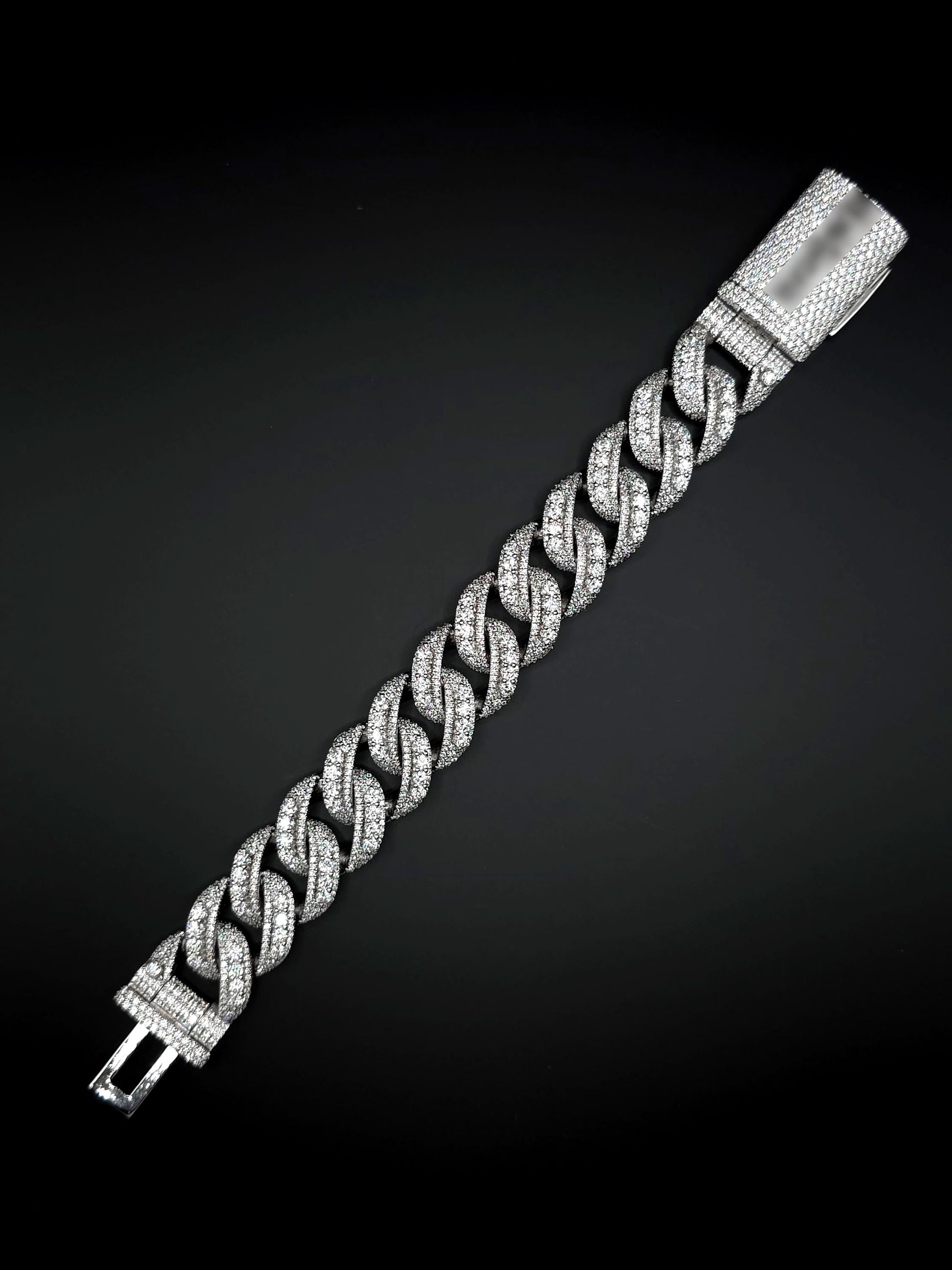 20mm Iced Miami Cuban Link Bracelet | Raised Pointers | VVS1 Moissanite Diamonds | Rhodium Plated 925 Sterling Silver | Hip Hop Jewelry