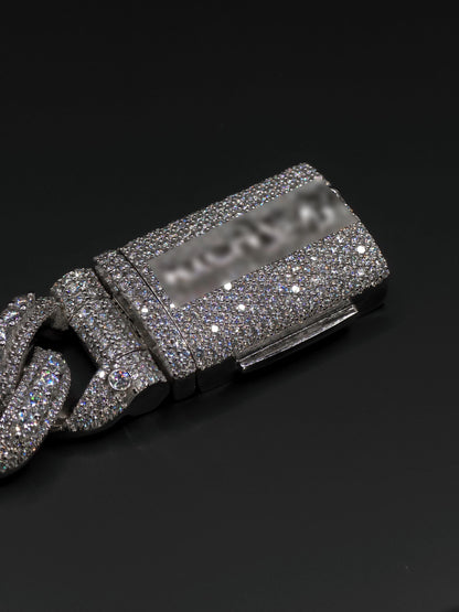 20mm Iced Miami Cuban Link Bracelet | Raised Pointers | VVS1 Moissanite Diamonds | Rhodium Plated 925 Sterling Silver | Hip Hop Jewelry
