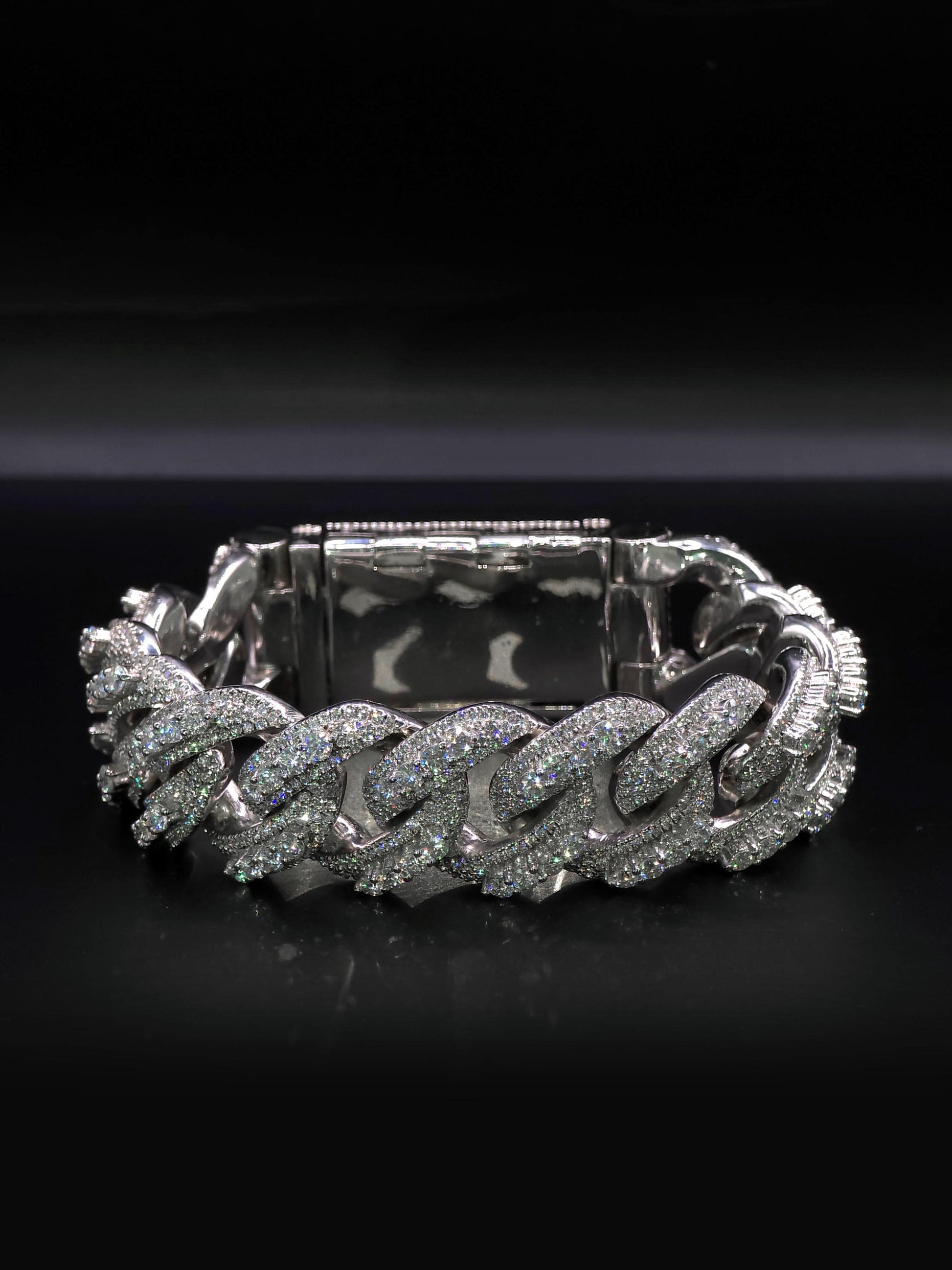20mm Iced Miami Cuban Link Bracelet | Raised Pointers | VVS1 Moissanite Diamonds | Rhodium Plated 925 Sterling Silver | Hip Hop Jewelry