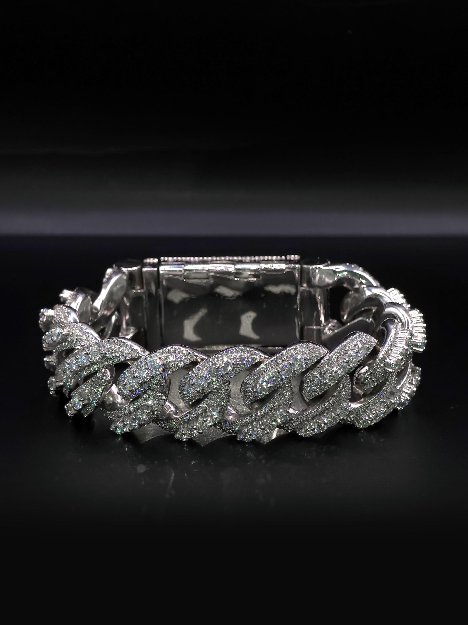 20mm Iced Miami Cuban Link Bracelet | Raised Pointers | VVS1 Moissanite Diamonds | Rhodium Plated 925 Sterling Silver | Hip Hop Jewelry