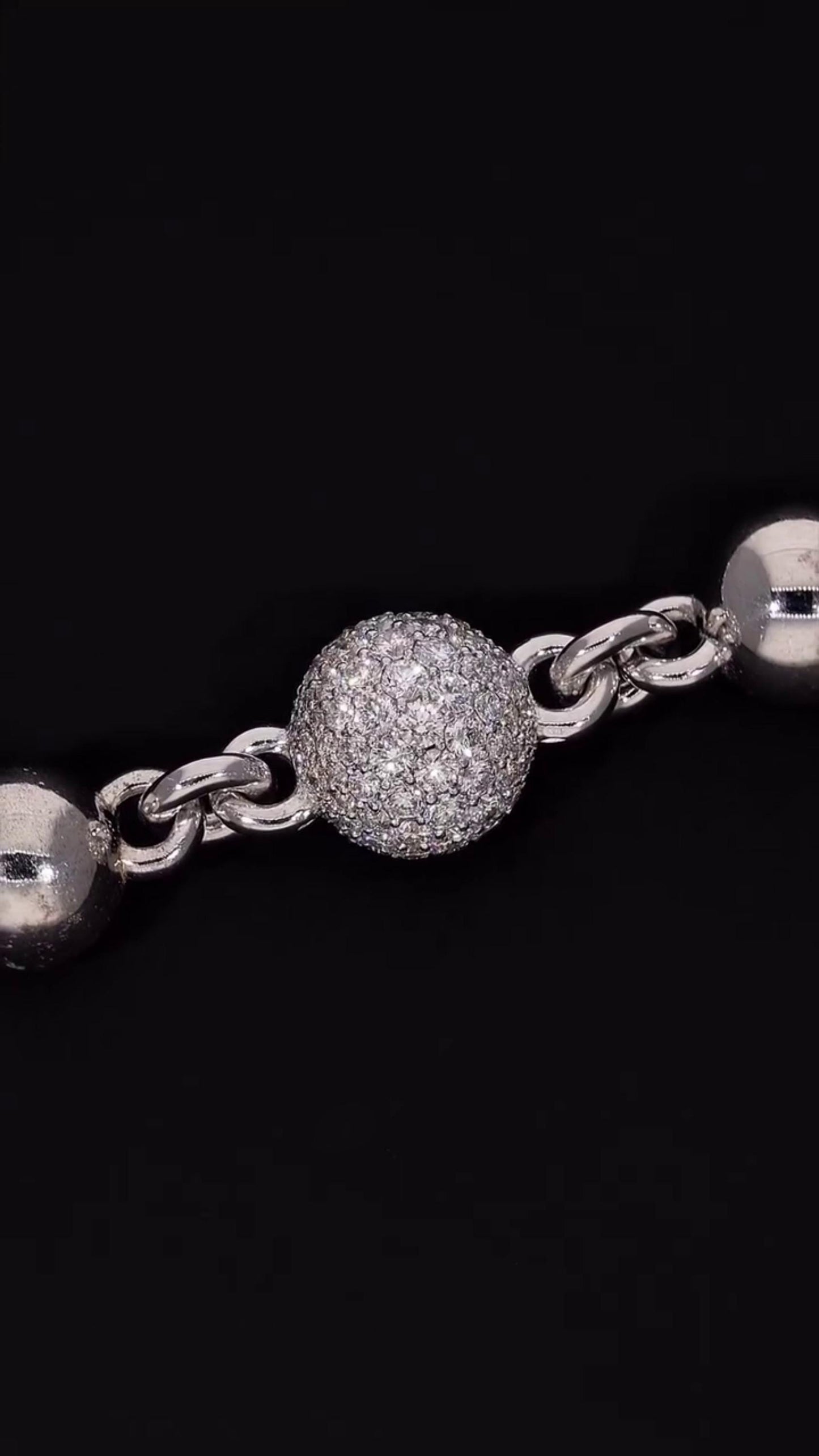 Moissanite Diamond 360 Ball Link Chain, D Color VVS1 Moissanite, Pass Diamond Tester, Rosary Necklace for Men / Women, 925 Sterling Silver
