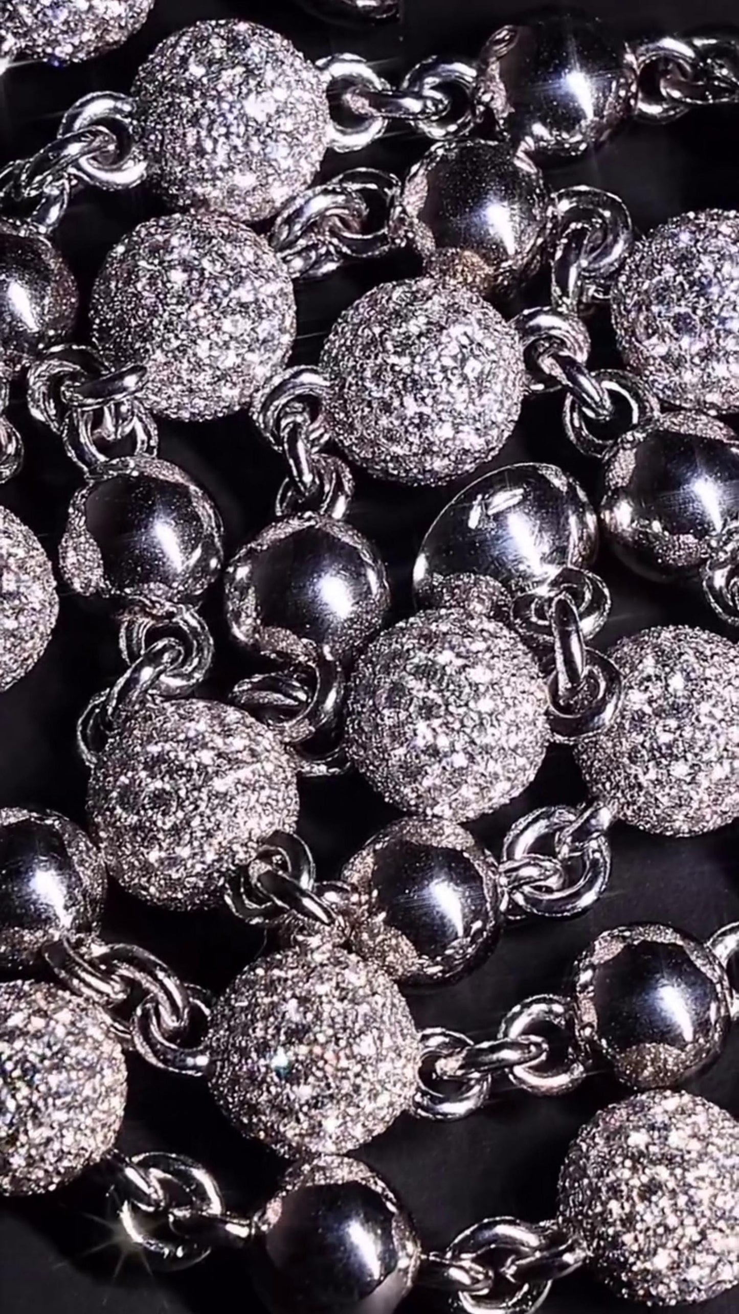 Moissanite Diamond 360 Ball Link Chain, D Color VVS1 Moissanite, Pass Diamond Tester, Rosary Necklace for Men / Women, 925 Sterling Silver