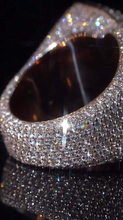 Custom Iced Out Championship Ring, 925 Sterling Silver & VVS Moissanite, Number Ring, Personalized Hip Hop Bling Ring, Men's Statement Ring