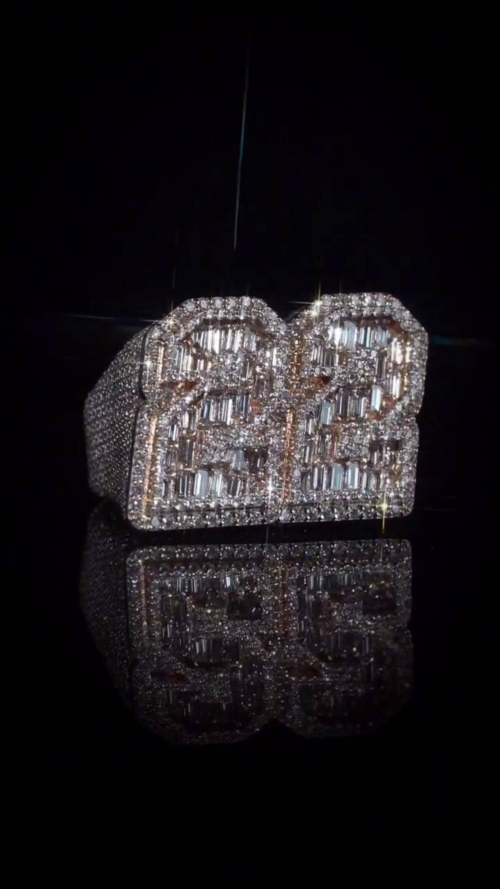 Custom Iced Out Championship Ring, 925 Sterling Silver & VVS Moissanite, Number Ring, Personalized Hip Hop Bling Ring, Men's Statement Ring