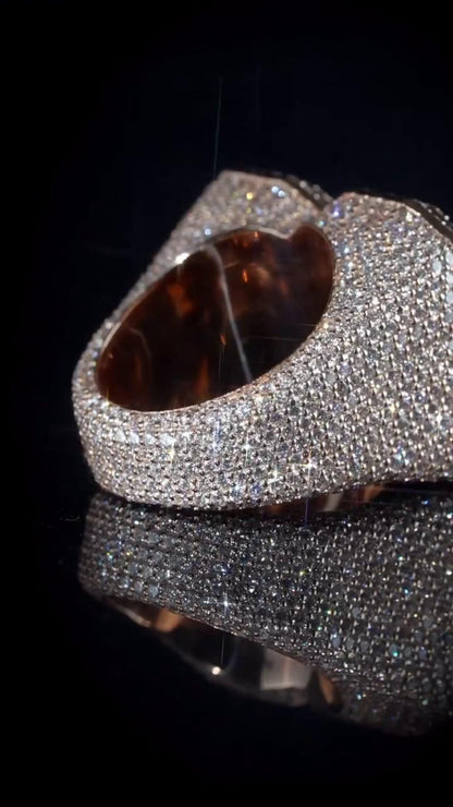 Custom Iced Out Championship Ring, 925 Sterling Silver & VVS Moissanite, Number Ring, Personalized Hip Hop Bling Ring, Men's Statement Ring