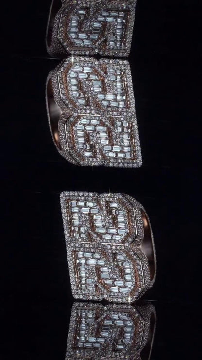 Custom Iced Out Championship Ring, 925 Sterling Silver & VVS Moissanite, Number Ring, Personalized Hip Hop Bling Ring, Men's Statement Ring