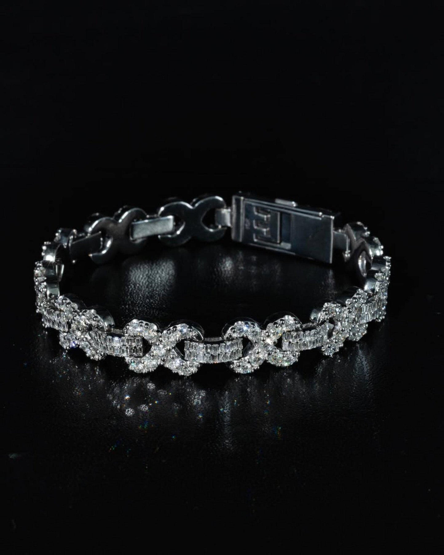 12mm Infinity Link Bracelet | VVS1 Moissanite Diamonds | Rhodium Plated 925 Silver Luxury Hip Hop Jewelry | Unisex Gift