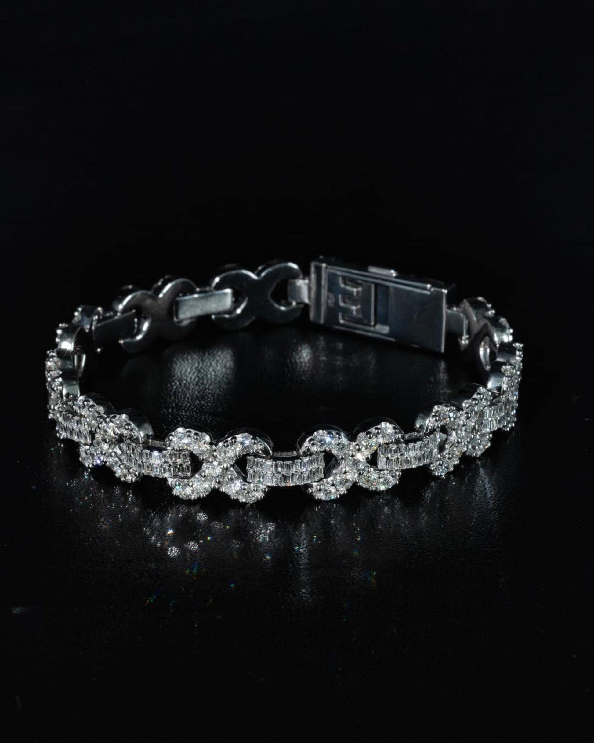 12mm Infinity Link Bracelet | VVS1 Moissanite Diamonds | Rhodium Plated 925 Silver Luxury Hip Hop Jewelry | Unisex Gift