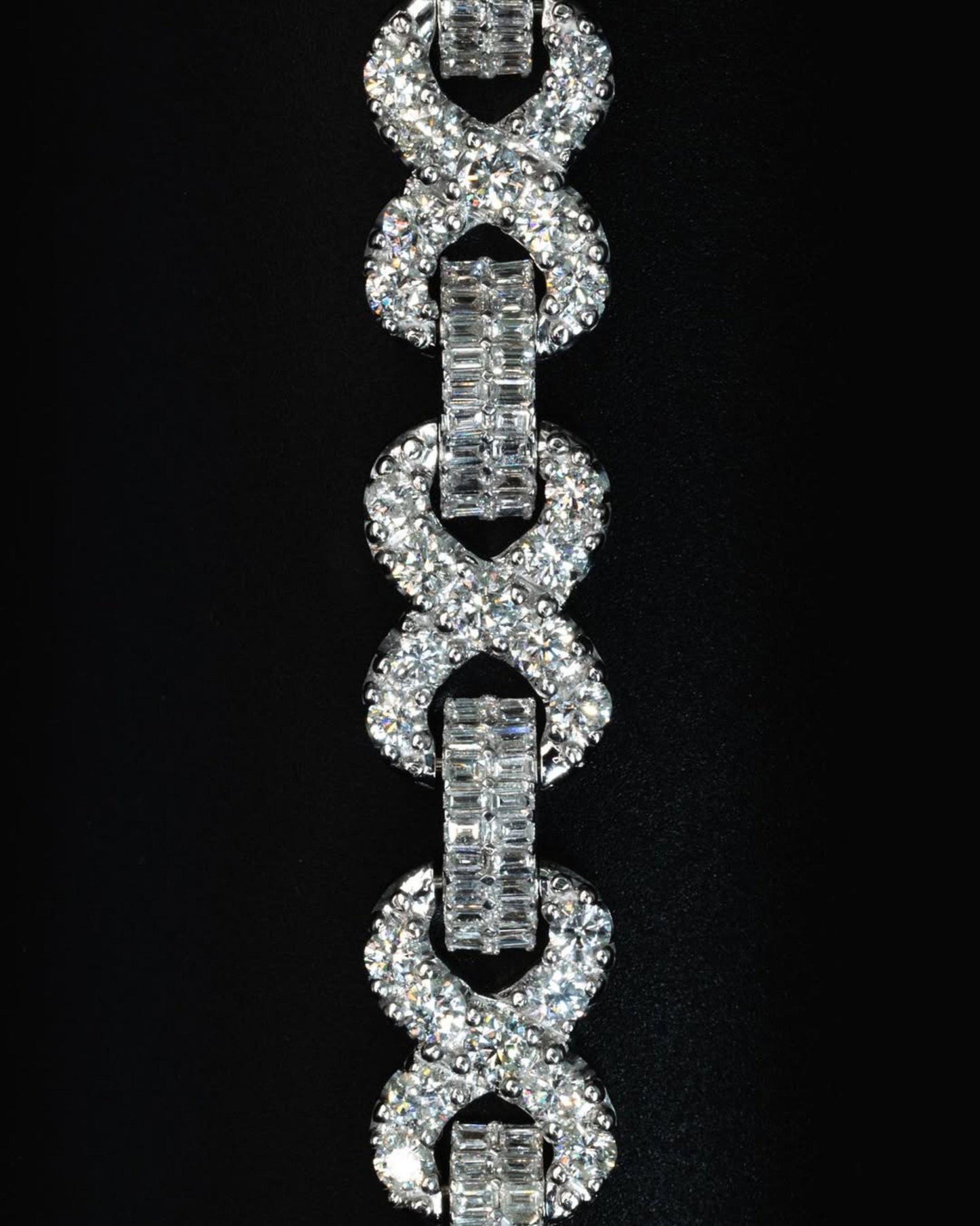 12mm Infinity Link Bracelet | VVS1 Moissanite Diamonds | Rhodium Plated 925 Silver Luxury Hip Hop Jewelry | Unisex Gift