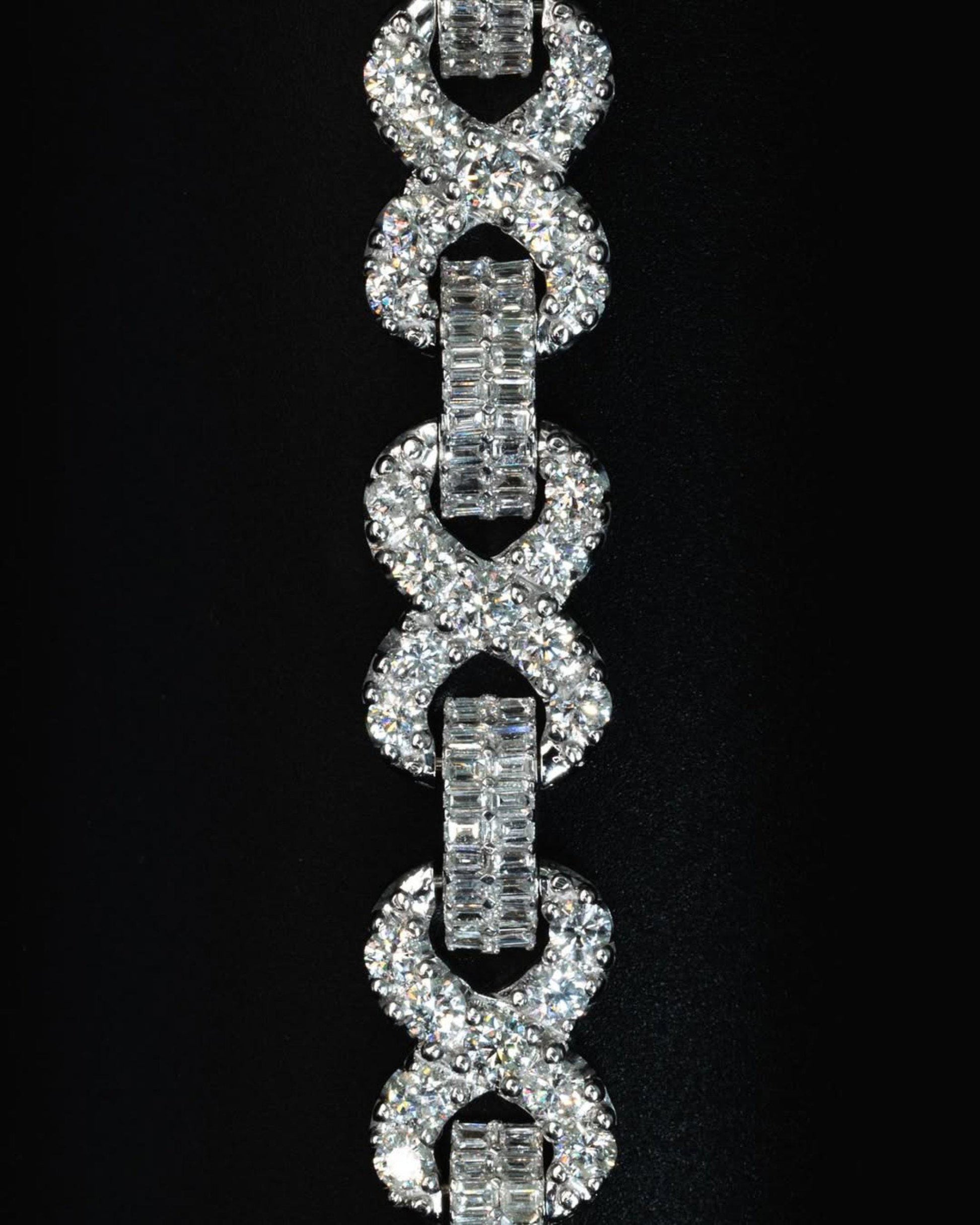 12mm Infinity Link Bracelet | VVS1 Moissanite Diamonds | Rhodium Plated 925 Silver Luxury Hip Hop Jewelry | Unisex Gift