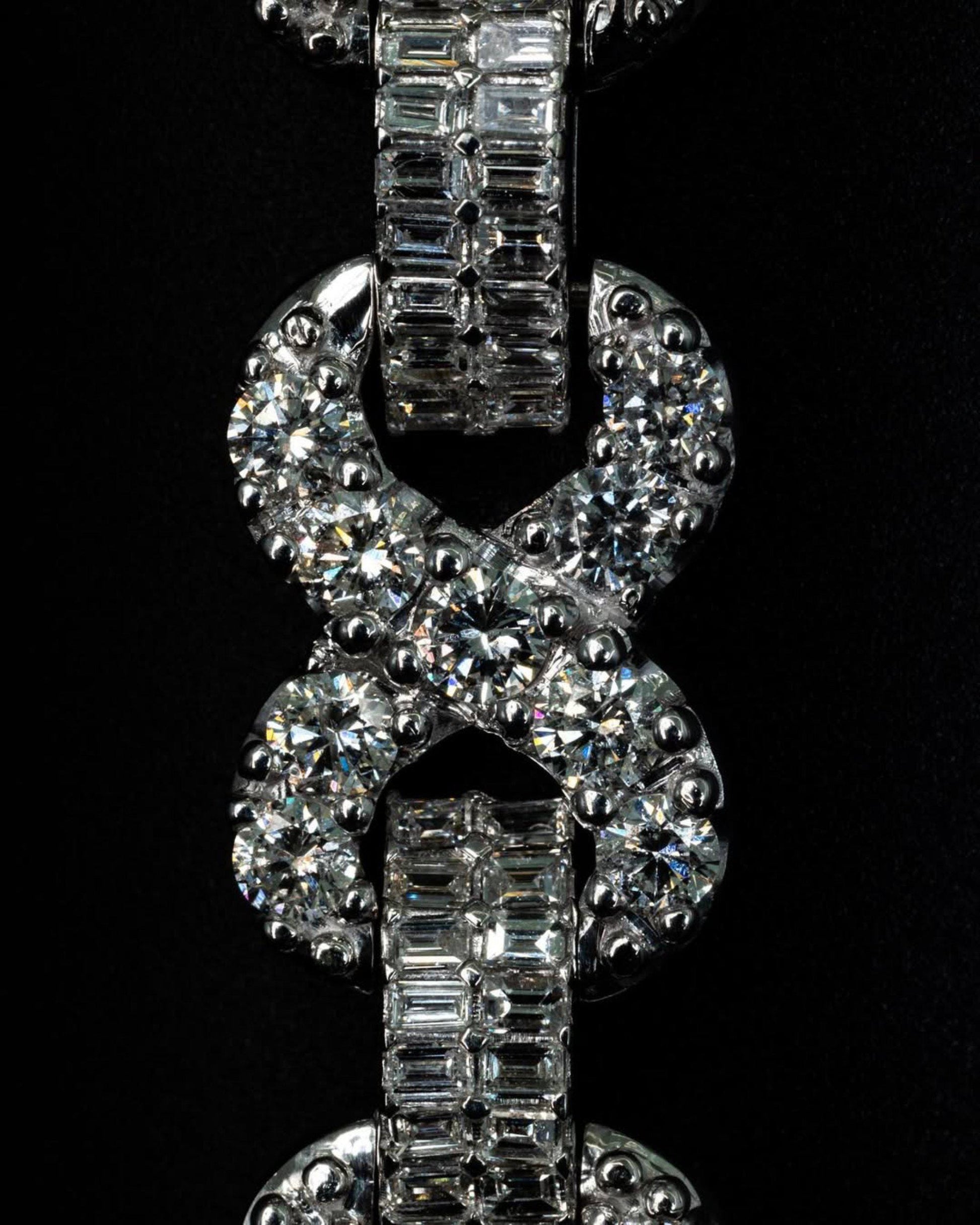 12mm Infinity Link Bracelet | VVS1 Moissanite Diamonds | Rhodium Plated 925 Silver Luxury Hip Hop Jewelry | Unisex Gift