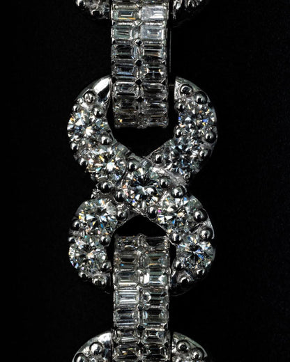 12mm Infinity Link Bracelet | VVS1 Moissanite Diamonds | Rhodium Plated 925 Silver Luxury Hip Hop Jewelry | Unisex Gift