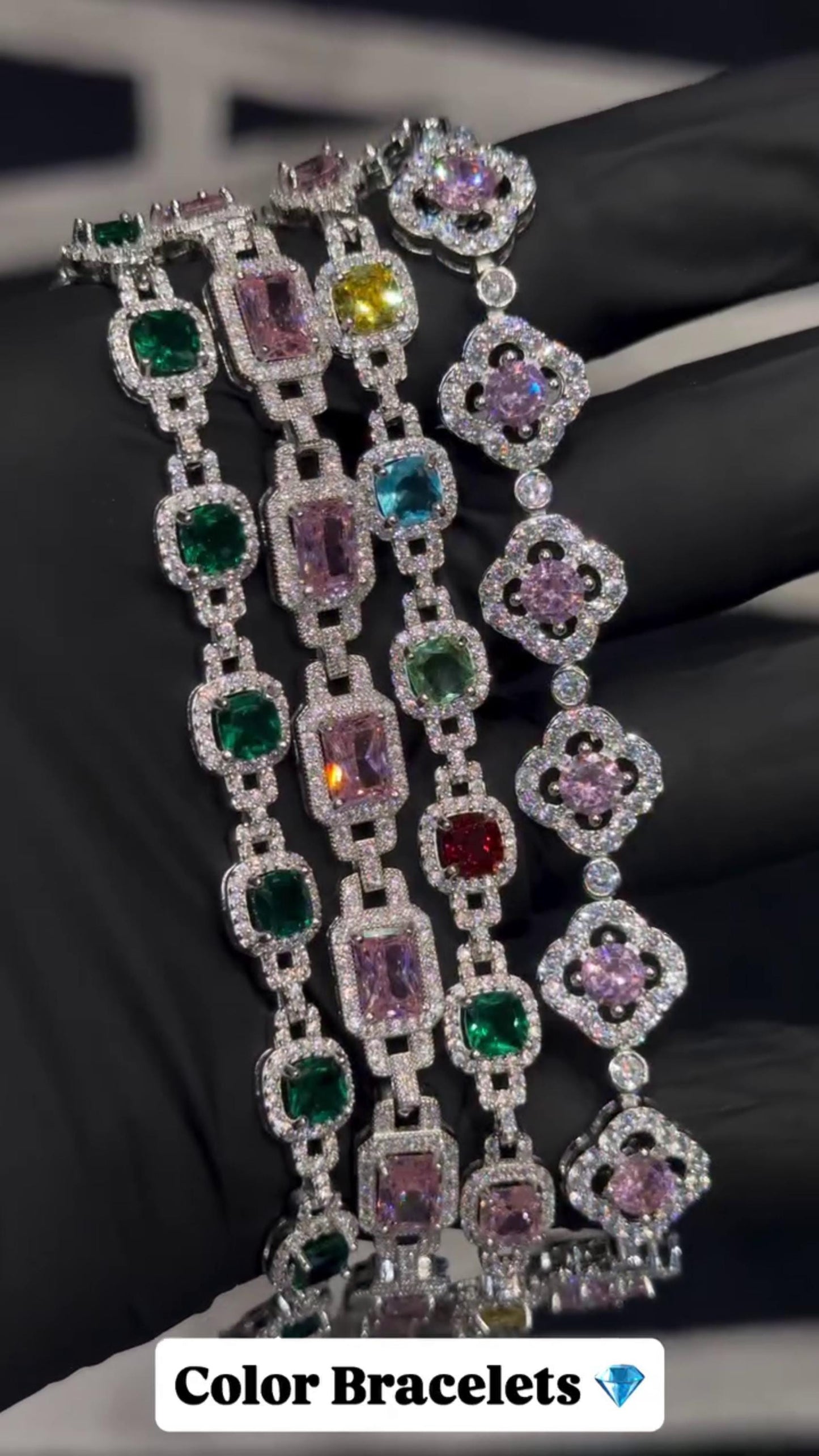 VVS Moissanite Gemstone Tennis Bracelet, Fancy Multicolor Bracelet, VVS1 Moissanite Diamonds, Passes Diamond Tester, 925 Sterling Silver